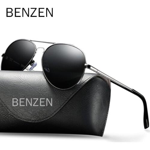BENZEN Alloy Polarized Men Sunglasses Vintage Aviation Driving Sun glasses Women Pilot Eyewear Oculos de sol UV 400 Eyewear 091