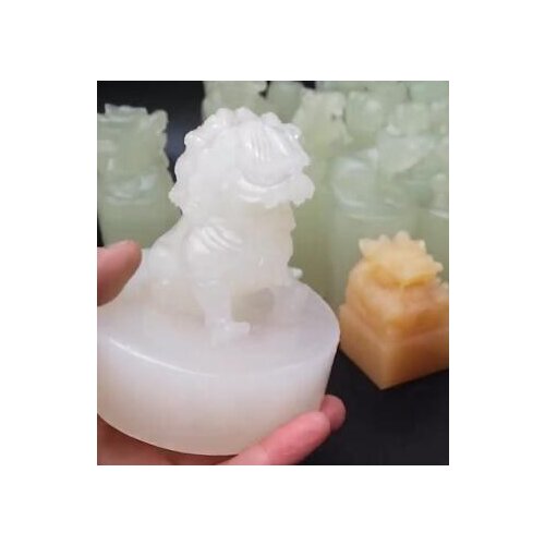 Free shipping Jewelry Handmade Afghan white lion seal engraving