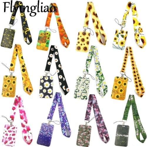 Flowers Key lanyard Car KeyChain ID Card Pass Gym Mobile Phone Badge Kids Key Ring Holder Jewelry Decorations