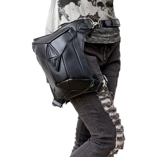 Brand Women Steam Punk Black PU Waist Bag Big Capcity Multi-functional Chest Bag For Phone wallet Pouch Organizer Leather Bag