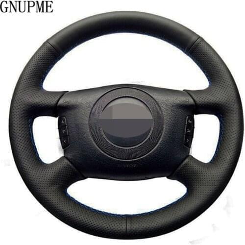 DIY Hand-stitched Black Genuine Leather Car Steering Wheel Cover For Audi A6 (C5) A2 (8Z) Avant A8 (D2) S4 2003-2005