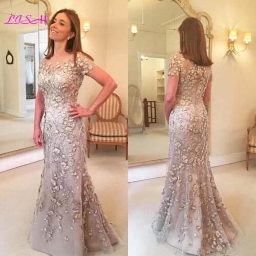Elegant Applique Floral Mother of the Bride Dresses Long Groom God Mother Mermaid Evening Dress for Wedding Party