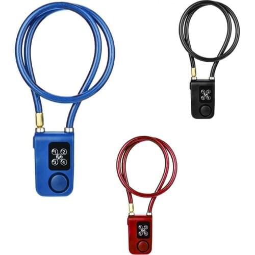 Electric Digital Door Lock With Wire Rope Waterproof Home Anti Theft Lock With 110Db Alarm For Door & Bicycle(Black)