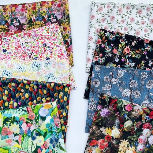 Dandelion sunflower bluebell flower 100% Cotton Fabric Patchwork Sewing Material Diy Dress Shirt Decorative Pillow cover