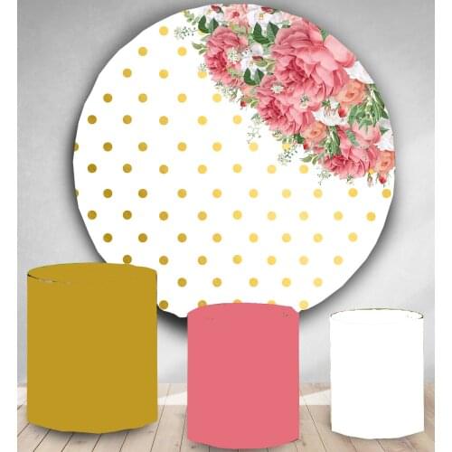 Round Circle backdrop background flower gold dots wedding birthday party decor bridal baby shower candy table coverYY-131