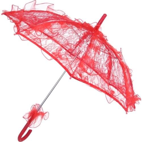 Lace Parasol Wedding Lace Flower Wedding Bride Parasol Umbrella red