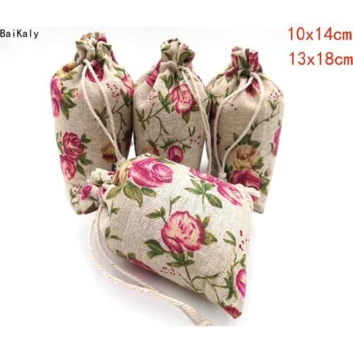 1pcs Drawstring Cotton Bag Wedding Party Favor Gift Packaging Bags Cotton Linen Jute Christmas Gift Pouch Bag Wedding supplies