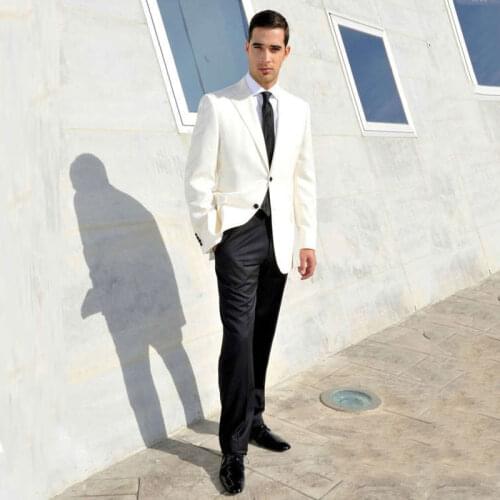 Ivory Men Suits for Suits Groom Tuxedos Business Man Suits Groomsmen Blazers Costume Homme 2Piece Latest Designs Terno Masculino