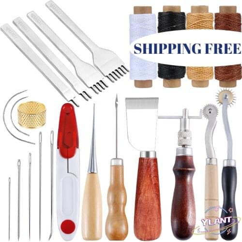 Professional Leather Craft Tools Kit Hand Sewing Stitching Punch Carving Work Saddle Set Accessories DIY Tool Set