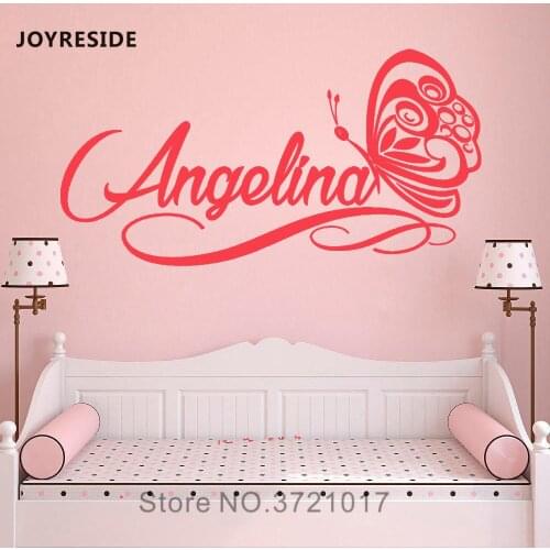 JOYRESIDE Personalized Name Wall Decal Butterfly Vinyl Sticker Baby Girl Bedroom Home Decor Wall Decal Interior Decor Mural A601