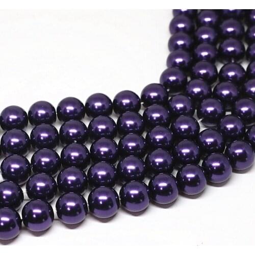 New fashion high quality dark purple imitation shell pearl round loose beads4-14mm diy wedding chain jewelry making 15inch B1619
