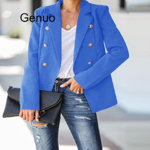 New 3XL Spring Autumn Women Blazer Plus Size Fashion Vestidos Causal Loose Double Button Solid Small Blazer For Women Outerwear
