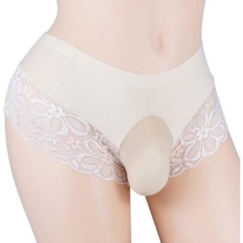 New Men Sexy under wear High elasticity Penis Pouch Silk Briefs Large size underwear Low waist Gay Lace edge Thong