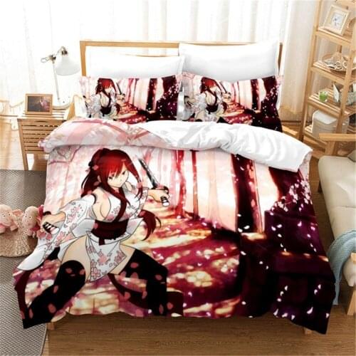 New 3D Printed Bedding Set Fairy Tail Anime Duvet Cover Pillowcase Set Bed Linens Home Textile For Kids Comforter Bedding Sets