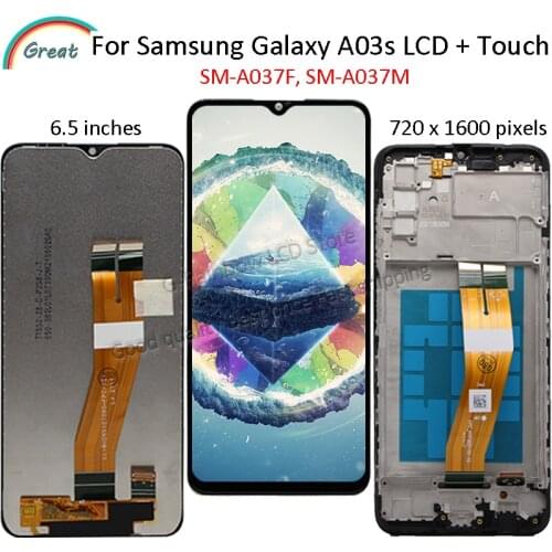 Original For Samsung Galaxy A03s LCD A037F,A037M,A037FD Display Touch Panel Screen Digitizer For Samsung A03s Display