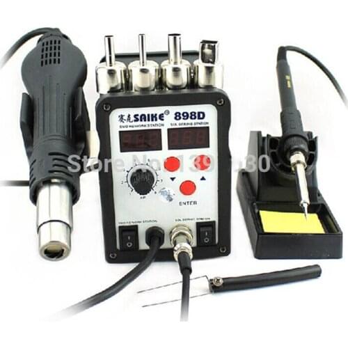 2 in 1 Soldering Station Hot Air Gun + Welding Iron 220V/110V SAIKE 898D