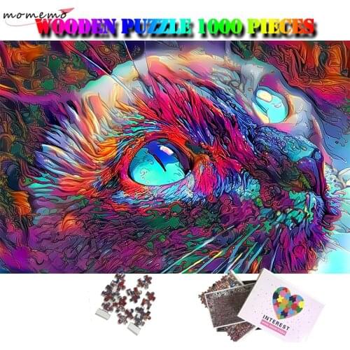 MOMEMO Colorful Cat Jigsaw Puzzle 1000 Pieces Wooden Puzzle Adults 1000 Pieces Creative Puzzle Games for Kids Wooden Gifts Toys