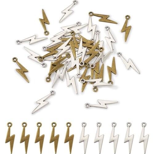 100pcs Flash Shape Alloy Pendants Charms Tibetan Style for Jewelry Making DIY Bracelet Necklace Handmade Craft Supplies