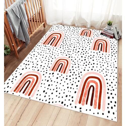 Rainbow kids room carpet play mat educational cloudy living room