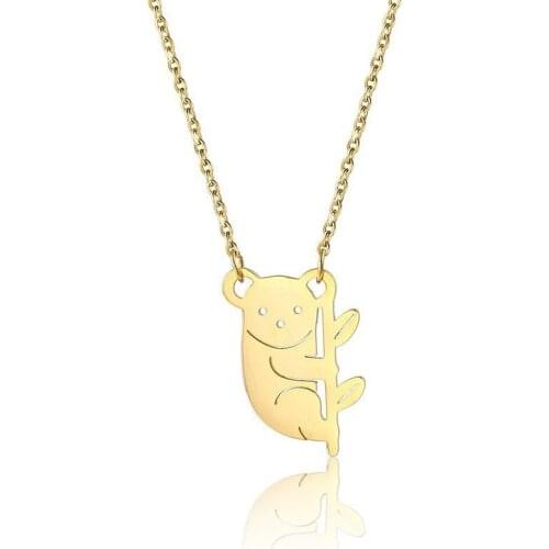 RIR Gold Tiny Animal Koala Necklace Stainless Steel Australian Animal Beer Necklace Women Delicate Minimalist Necklaces