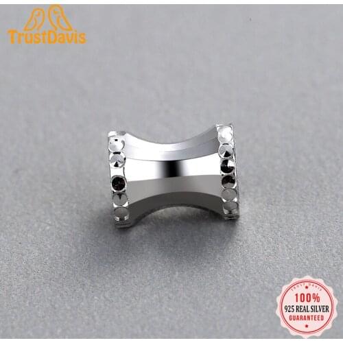 TrustDavis Real 925 Sterling Silver Personality Fashion Cylindrical Charm Pendant Handmade DIY Accessories Fine Wholesale HY211