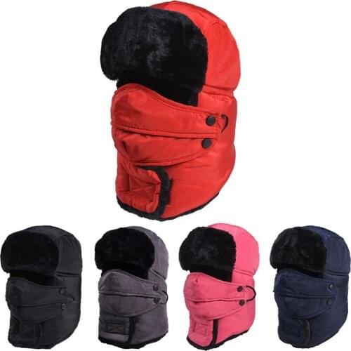 Bomber Hats Women Men Thick Fluffy Windproof Face Mask Scarf Cap Outdoor Winter Sports Thermal