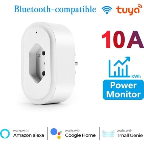 BR 16A/10A Wifi Smart Socket With Plug Tuya Smart Life Voice Timer Power Monitor Outlet App Remote Control For Alexa Google