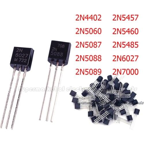 10PCS 2N4402 2N5060 2N5087 2N5088 2N5089 2N5457 2N5460 2N5485 2N6027 2N7000 TO-92 Transistor New