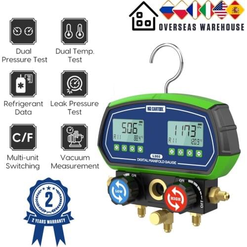 Smart Digital Display Manifold Gauge Meter HVAC Vacuum Pressure Temperature Tester Leakage Test Refrigeration Tools Testo