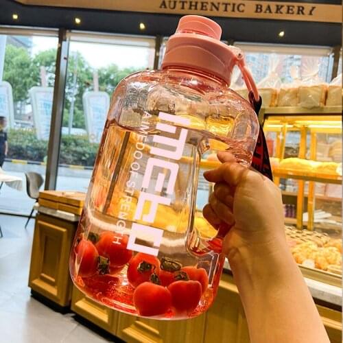 2200ml Outdoor Sports Large Capacity Water Bottle Portable Transparent Anti-fall Plastic Kettle Men Women Fitness Water Bottles