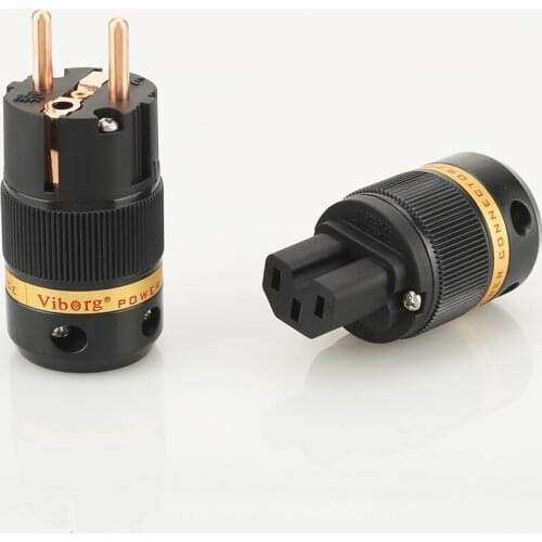 High Quality Viborg VE501+VF501 Pure Copper Schuko Power Plug Connector +IEC Female Connector Plug HIFI