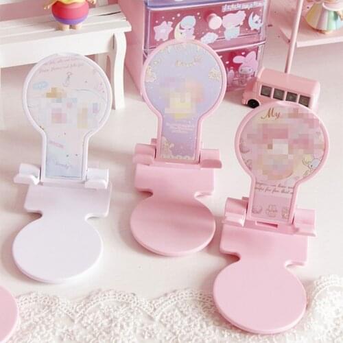 W&G Cute Cartoon Girls Kawaii Phone Holder Desktop Folding Bracket for Mobile Phone Stand Adjustable Shooting Selfie