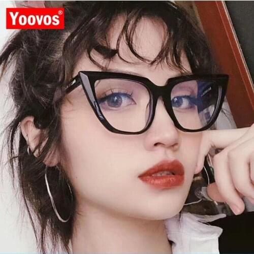 Yoovos Cateye Glasses Frame 2021 Blue Light Eyeglasses Frames Luxury Retro Eyewear Brand Designer Mirror Glasses Oculus Feminino