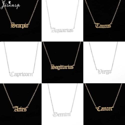 Birthday Jewelry Aries Zodiac Sign Astrology Necklace Vintage 12 Constellation Old English Letter Necklaces Best Friend Gift