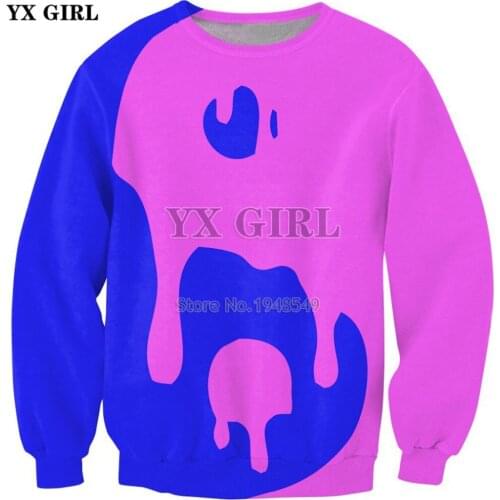 YX GIRL 2018 New Fashion Mens Sweatshirt Colorful Big Drippy Yin Yang 3D Print Sweatshirt Men Women casual pullover