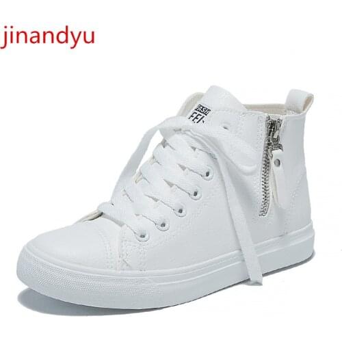 Hidden Heel Leather Casual Shoes Woman Flats Vulcanize Shoes Women High Top Sneakers Comfy Black White Heels Shoes for Women