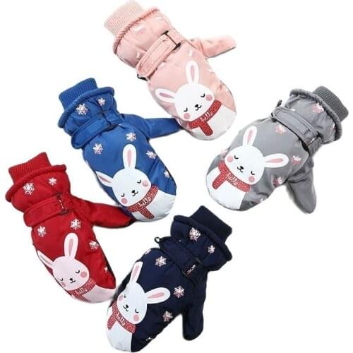 Winter Polyester Mittens For Boys Girls Fashion Warm And Velvet Ski Gloves Cartoon Waterproof Thickened Childrens Outdoor Mitts