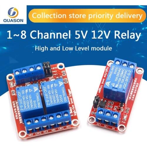 1 2 4 8 Channel 5V 12V Relay Module Board Shield with Optocoupler Support High and Low Level Trigger for Arduino
