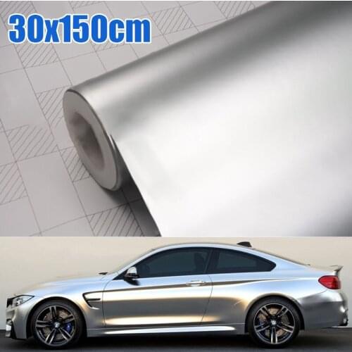 1pc Satin Matte Chrome Metallic Silver Vinyl Film 30x150CM Wrap Sticker Bubble Free Exterior Car Body Film