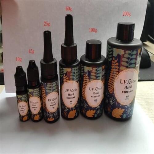 1Pc 10/15/25/60/100/200g UV Resin Hard Glue Ultraviolet Transparent LED DIY Tools for Open Back Bezels Setting