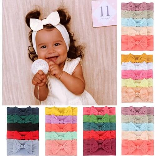 5PCS New Baby Headband Bowknot Newborn Width Headbands Soft Nylon Princess Girl Elastic Hair Bands Infant Baby Hair Accessories