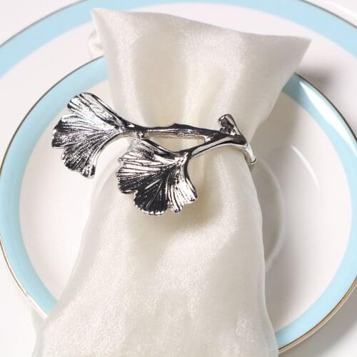 6pcs Golden gingko leaf napkin buckle wedding hotel decoration napkin ring