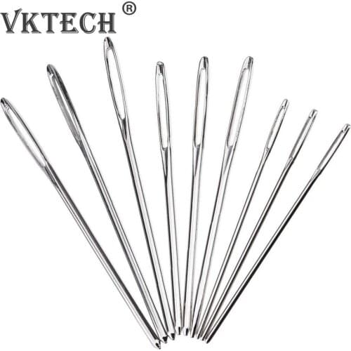 9Pcs/set Large Eye Metal Needles Cross Stitch Knitting Crochet Hook Set with Case DIY Sewing Accessories