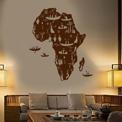 Africa Continent African Natives People Map Vinyl Wall Decal Home Decor Art Mural Removable Wall Stickers