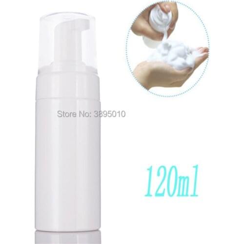 120ML white plastic PET bottle with foam pump for facial foam/mousse/cleanser/mild washer cream skin care bottle F948