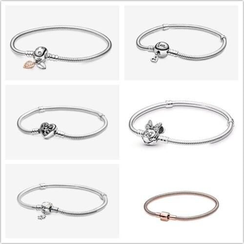 DoDoFly Original 925 Sterling Silver Heart Bracelet Life Tree Maple Leaf Fashion Snake Bone Bracelet Momen Series Family Tree