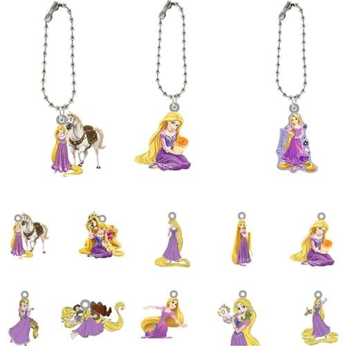 Disney Rapunzel Princess Keychain Keychain Animation Character Epoxy Acrylic Pendant Cartoon Keychain