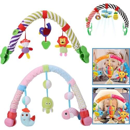 Baby Stroller Plush Rattle Seat Bed Mobiles Doll Hanging Music Toys Ornaments Infant Pram Clip Bell Decoration