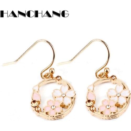 HANCHANG boho Style Trinket Flower earrings for women Alloy tassel earrings Fashion Jewelry Drop Earrings Ear Earring pendientes