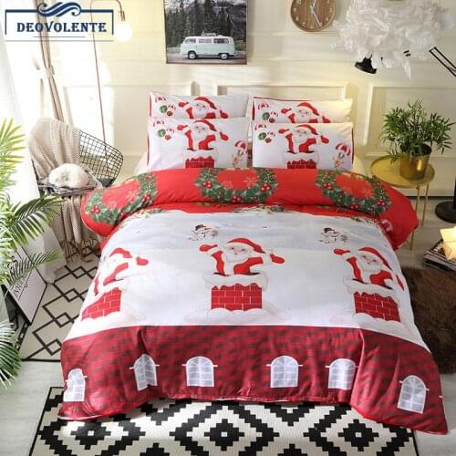 2/3/Pcs Santa Claus Christmas Tree Printed Polyester Duvet Cover Pillowcase Bedding Sets For Children